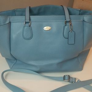 Coach Baby Blue Leather Diaper Bag